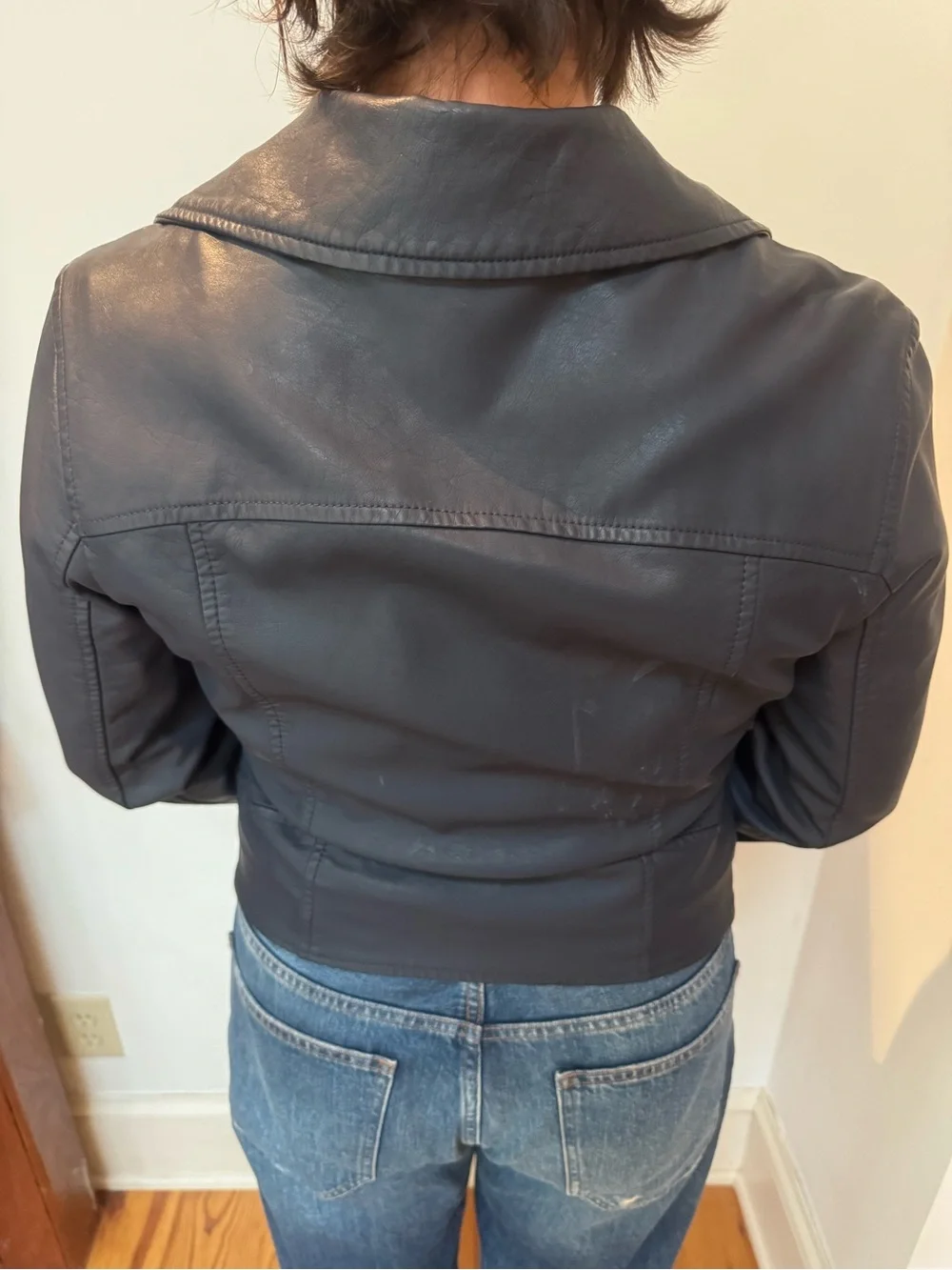 Anthropologie Classic Black Faux Leather Moto Jacket - Women's size 8